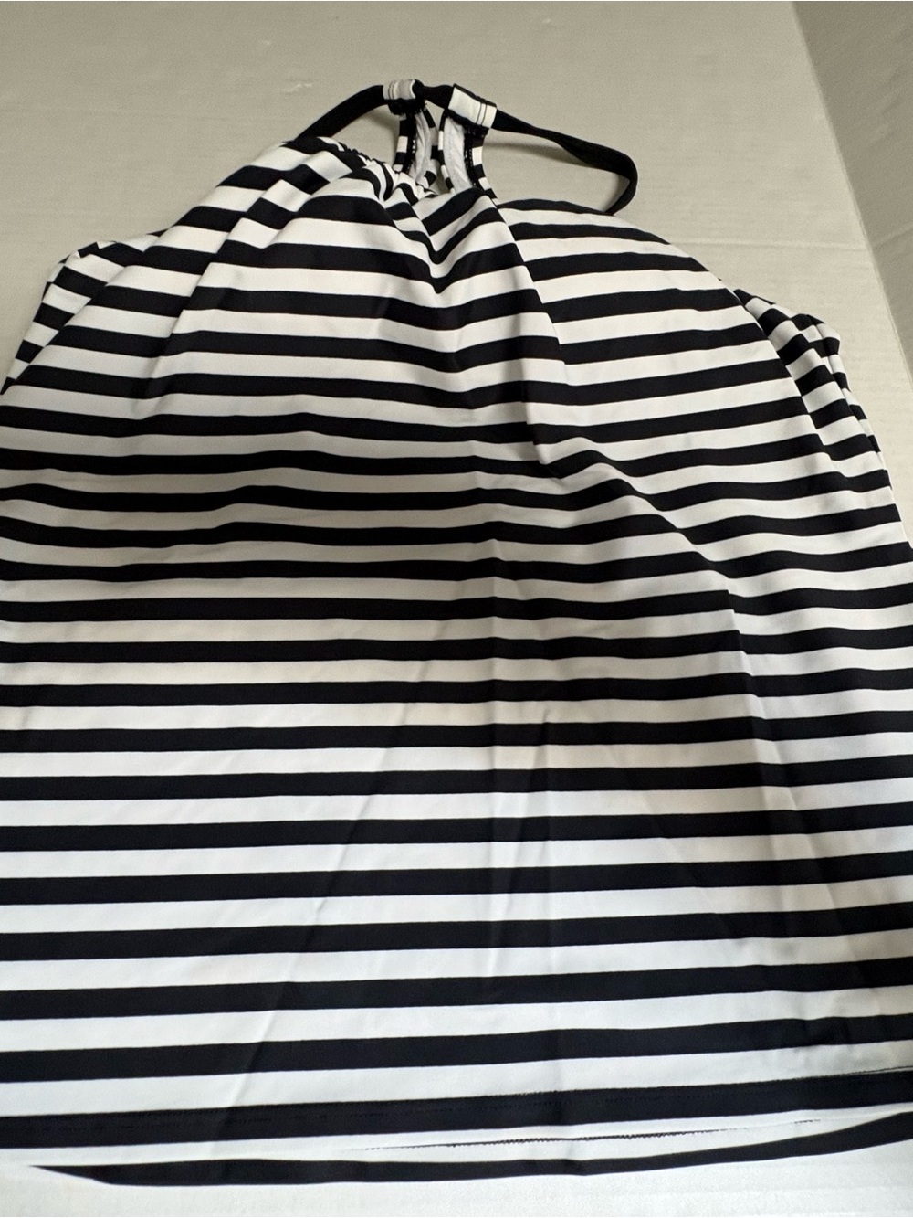 Kona Sol Black and White Striped Swim Coverup Halter Tunic